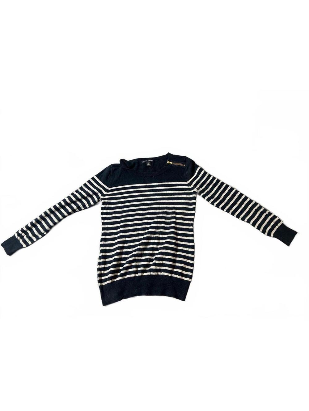 Banana Republic Petite Small Navy and Cream Striped Sweater